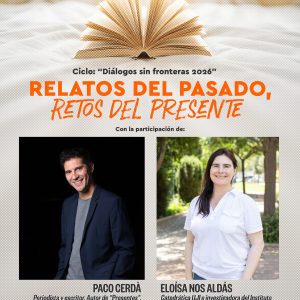 Relatos del pasado, retos del presente. Un diálogo entre Paco Cerdà y Eloísa Nos Aldás en el salón de actos de la florida universitaria en Catarroja.